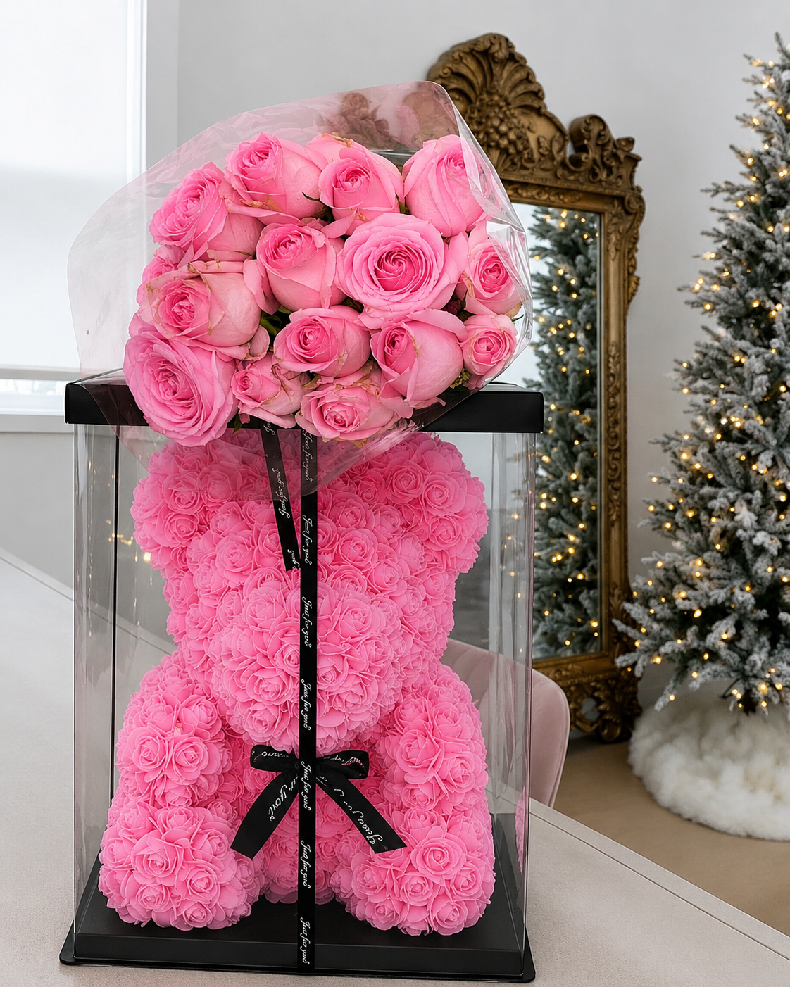 Teddy Rose Bear Pembe(40Cm)